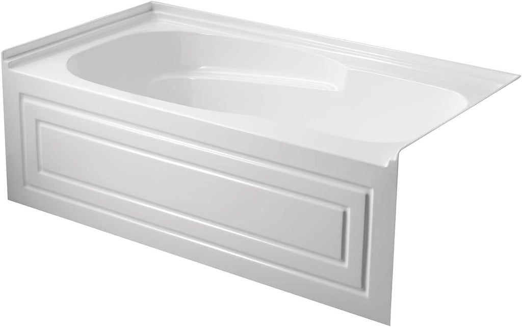 VTAM6031R21B 60-Inch Anti-Skid Acrylic 3-Wall Alcove Tub with Right Hand Drain Hole, White