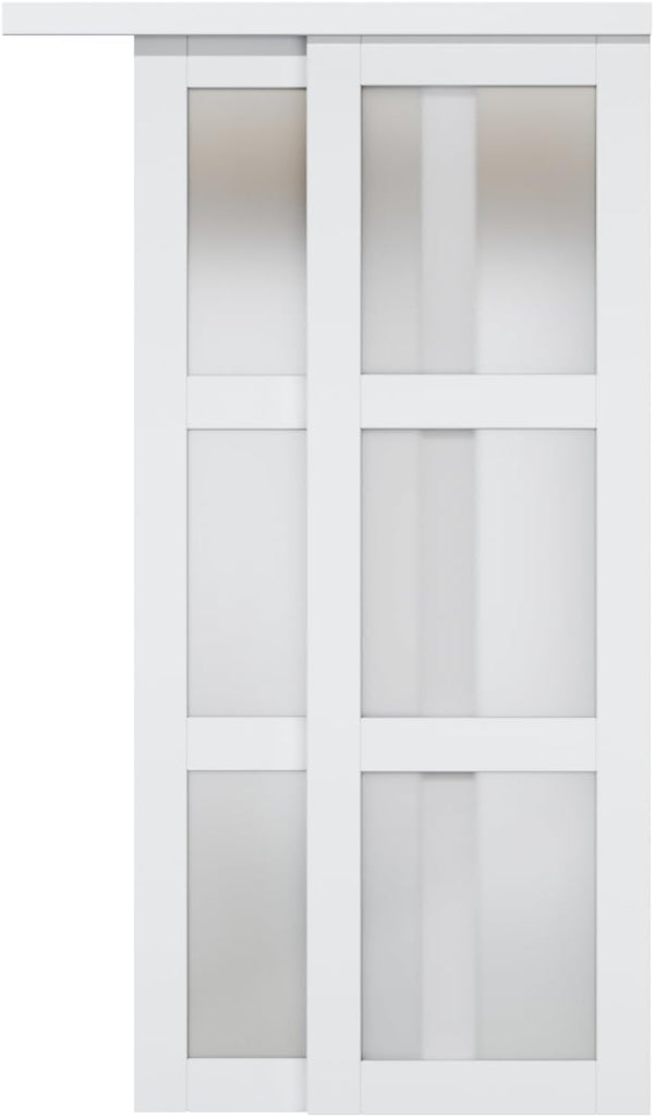 Preassembled Sliding Closet Door 48"(Double 25") x 80" Interior Doors with Hardware Kit & Floor Guid