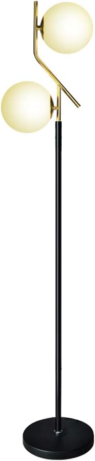 Lighting KU300208 Modern Style Two Milky White Glass Orbs and Brass Finish Floor Lamp,Light Pole and