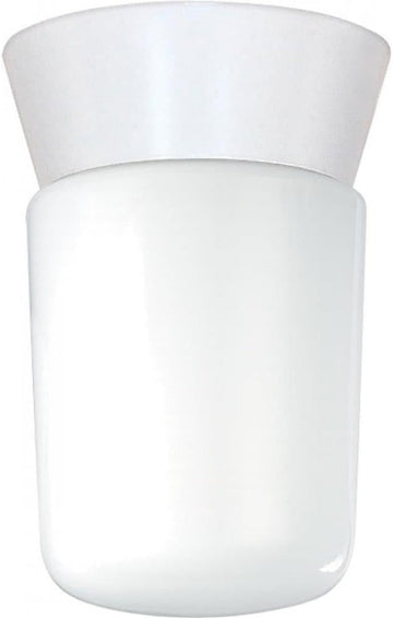Utility Fixture Die Cast Aluminum Durable Outdoor Close to Ceiling Porch and Patio Light with White Glass Cylinder