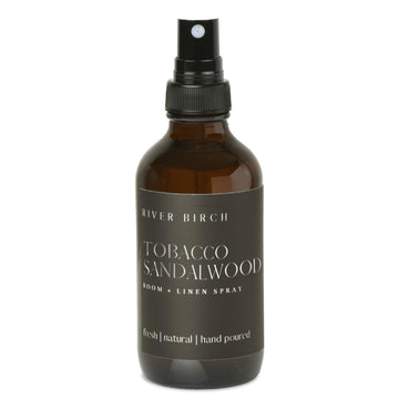 Birch Tobacco Sandalwood Scented Linen and Room Spray | Home Fragrance | 4 oz Glass Amber Bottle | Luxury Signature