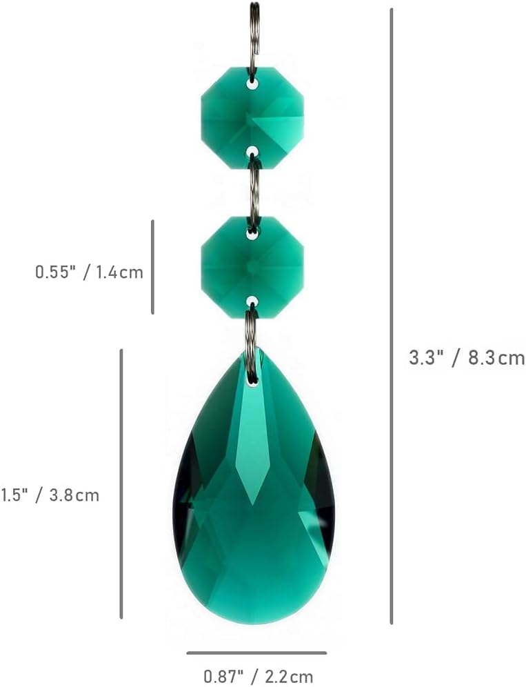 20pcs Teardrop Chandelier Lighting Crystal Pendant Accessories - Almond Prism Pendant Connected Glass Octagon Beads