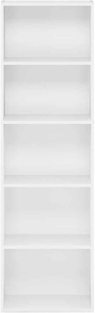 LUDER Book Shelf, 5-Tier Bookshelf, Bookcase with Open Shelves, 9.4 x 15.8 x 52, Easy Assembly, White