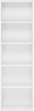 LUDER Book Shelf, 5-Tier Bookshelf, Bookcase with Open Shelves, 9.4 x 15.8 x 52, Easy Assembly, White