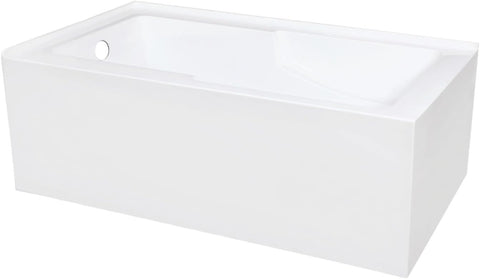 VTAM6032L22S 60-Inch Acrylic 2-Wall Corner Alcove Tub with Corner Apron, Left Hand Drain Hole, White