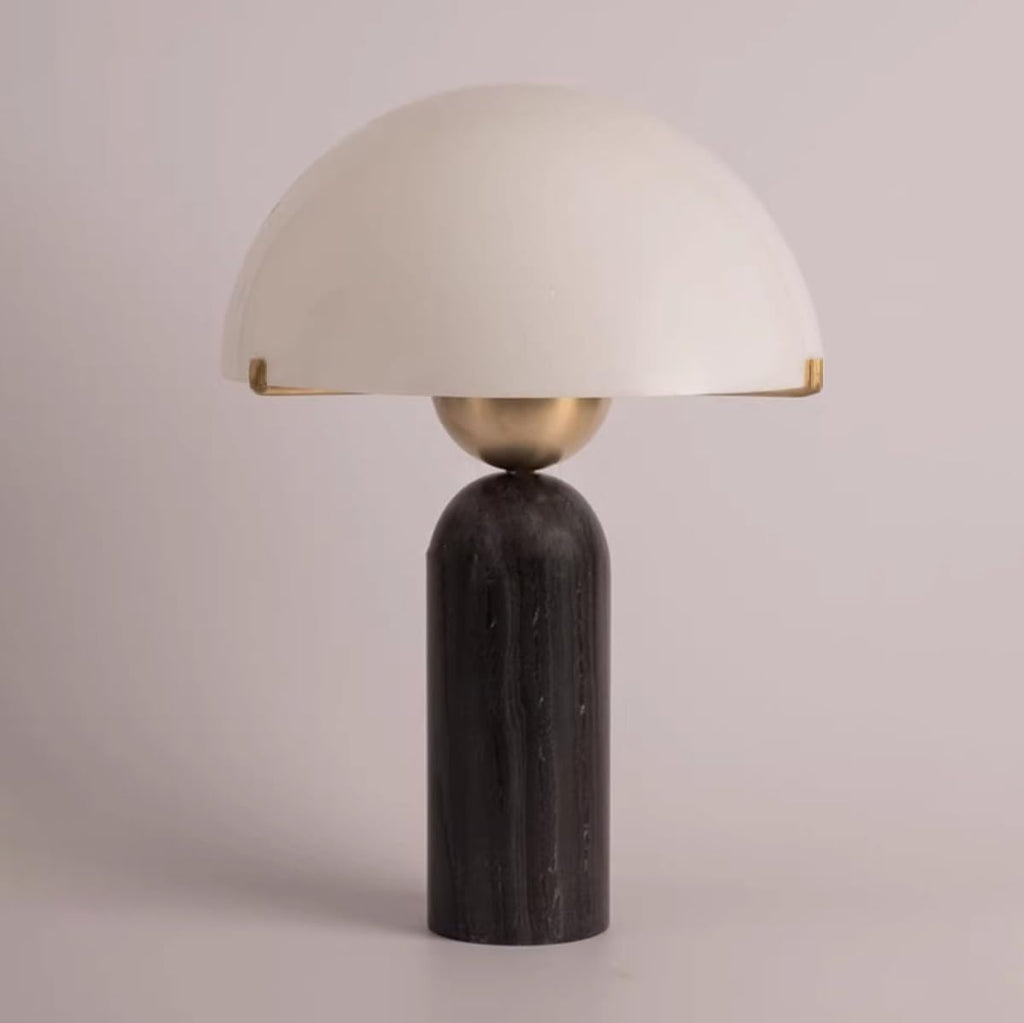 Modern Dome Shaped Table Lamp Mid-Century Accent Lamp Black Marble Desk Lamp Contemporary Living Room Side Lamps