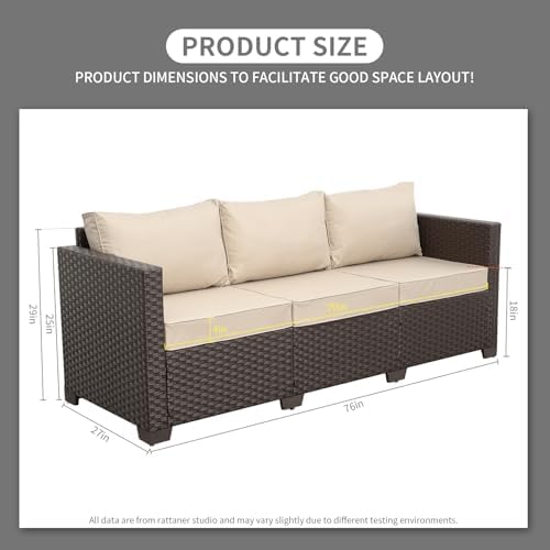 Wicker Outdoor Patio Furniture Set | Khaki for Patio, Garden & Porch