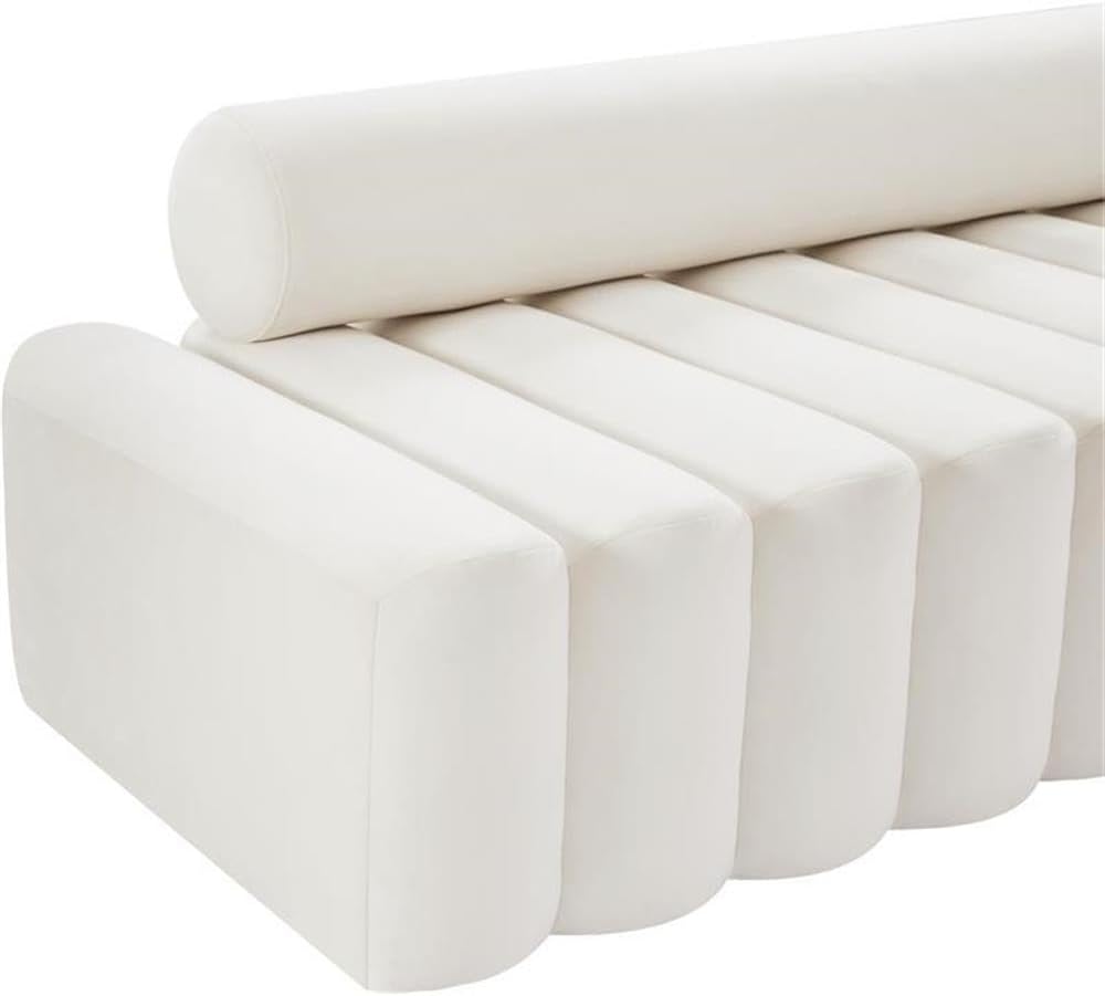 647Cream-L Melody Collection Modern | Contemporary Velvet Upholstered Loveseat with Deep Channel Tufting