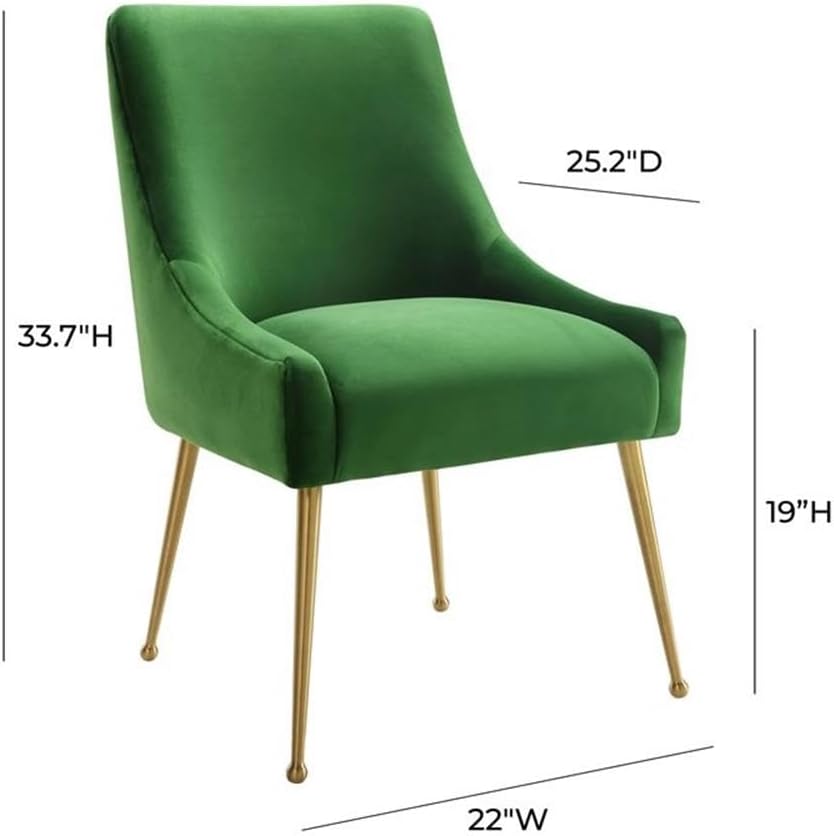 The Beatrix Collection Modern Style Living Room Velvet Upholstered Side Chair, Green