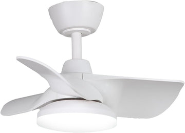 Kathy ireland HOME 22" Plumier Ceiling Fan, Indoor Small Room Fan with Downrod, Compact Modern Design, Matte White