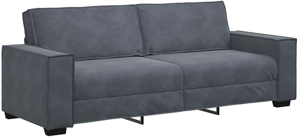 Modern Velvet Sofa Durable Velvet Sofa with Removable Covers Stylish Modern Decor Comfortable Two Seater Dark Grey