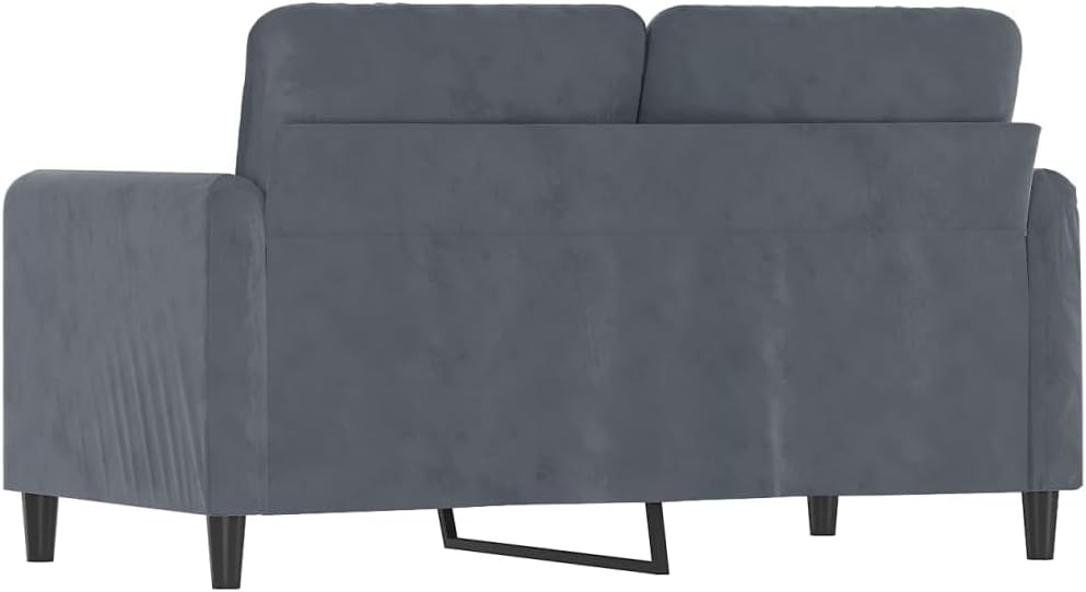 47.2 Inch Velvet 2-Seater Sofa Dark Gray with Metal Frame, Small Couch with Thick Padded Seats and Back Pillows