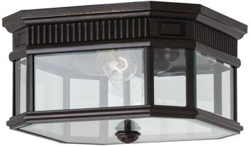 Cotswold Lane Outdoor Flush Mount Ceiling Lighting, 2-Light 120 Watts (12"W x 7"H), Bronze