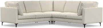 Corner Sectional Sofa, 102 in Wide, Cream Performance Fabric, Mid-Century Modern, Metal Legs, Seats 5