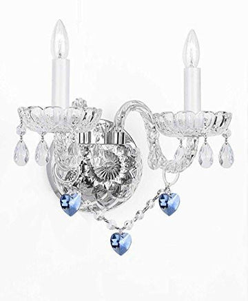 Wall Sconce Lighting With Crystal Blue Hearts - Perfect For Boys And Girls Bedrooms - G46-B85/2/386