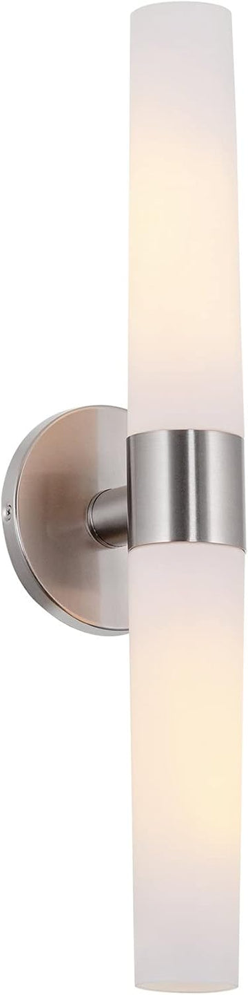 Duo 21" Modern Wall Sconce Bathroom Vanity Light, 2-Light | Frosted Glass Cylinder Shades, Classic Brushed Nickel