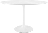 Lippa 48" Mid-Century Modern Dining Table with Oval Top and Pedestal Base in White