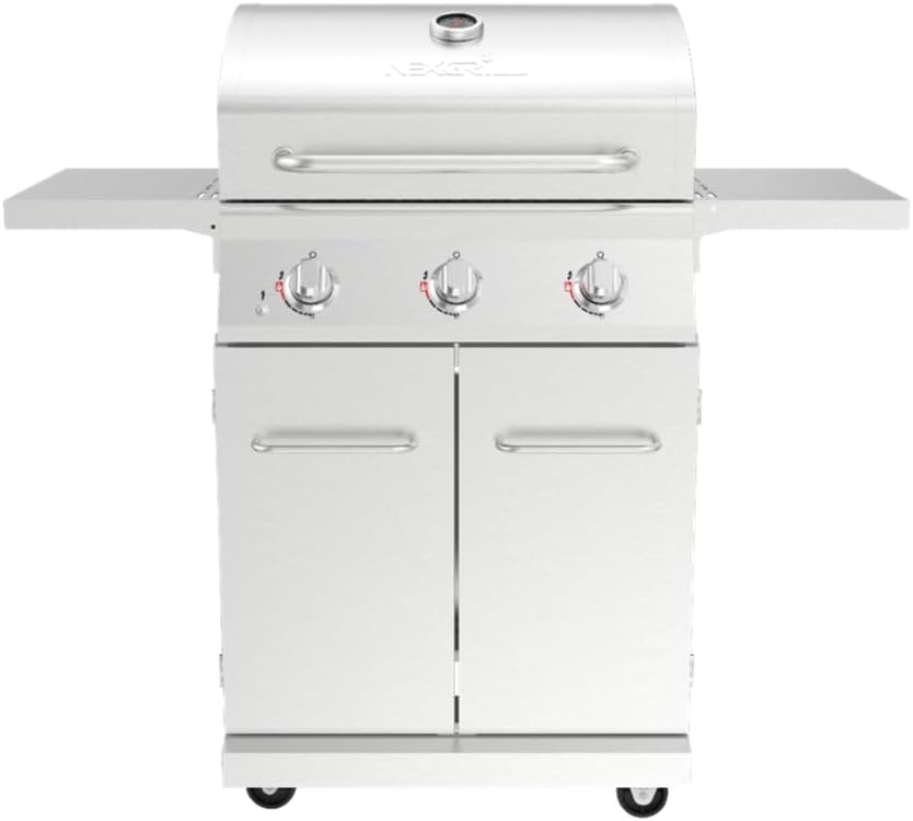 3-Burner Propane Gas Grill, 40,500 BTU Stainless Steel BBQ Grill with Foldable Side Shelves, 591 Sq. In. Cooking Area for Patio and Backyard