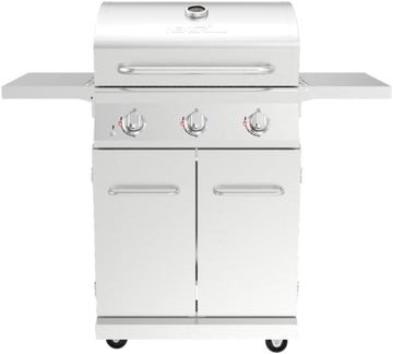 3-Burner Propane Gas Grill, 40,500 BTU Stainless Steel BBQ Grill with Foldable Side Shelves, 591 Sq. In. Cooking Area for Patio and Backyard