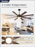 72" Ceiling Fan with LED Light and Remote - Classic Black