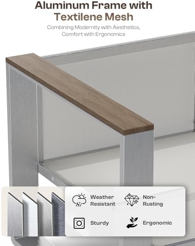 Aluminum Outdoor Patio Furniture Set - Conversation | Gray with Thick Cushions for Patio, Garden & Porch
