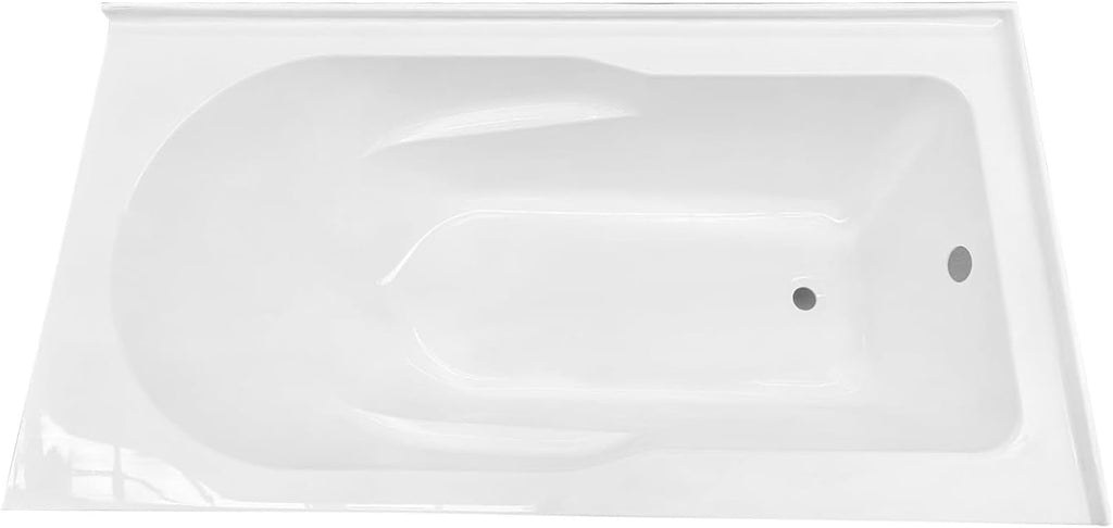 VTAM6032R21TS 60-Inch Acrylic 2-Wall Corner Alcove Tub with Right Hand Drain, White