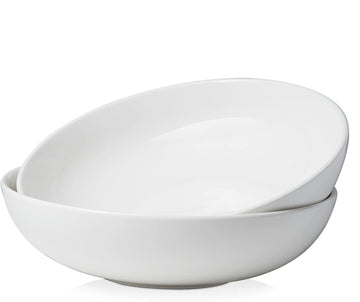 11.5" Large Serving Bowls, 3.2 Qt White Serving Platter, Big Ceramic Centerpiece Bowls, Microwave & Dishwasher Safe