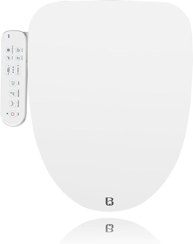 Elongated Electric Bidet Toilet Seat with Warm Water Wash, Heated Seat, Quiet-Close Lid, Air Dryer, Customizable Wash Modes