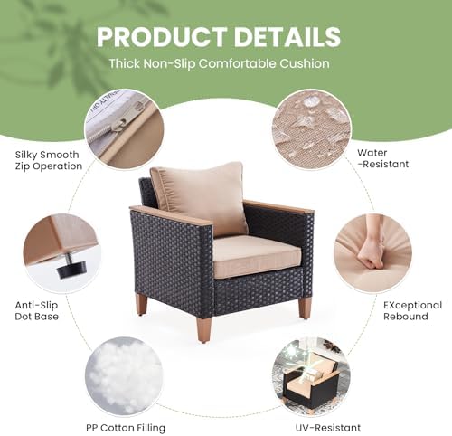 7-Piece Wicker Outdoor Patio Furniture Set - Conversation | All-Weather Resistant for Backyard, Garden & Porch