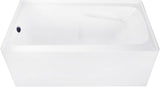 CVTAP543023L0 54" Acrylic Rectangular 3-Wall Alcove Tub with Armrests, Left Hand Drain, Glossy White/Matte Black