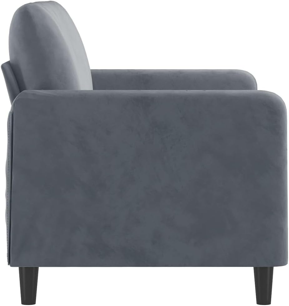 47.2 Inch Velvet 2-Seater Sofa Dark Gray with Metal Frame, Small Couch with Thick Padded Seats and Back Pillows