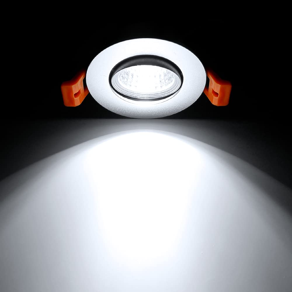 2Inch LED Recessed Ceiling Light, 3W Dimmable LED Downlight, Daylight White 5000K-5500K, 60 Beam Angle COB Recessed