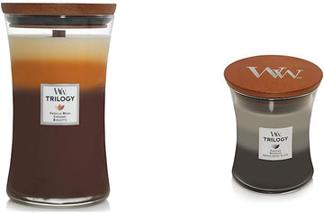 Café Sweets Large Hourglass Trilogy Candle & Warm Woods Medium Hourglass Trilogy Candle, 9.7 oz.