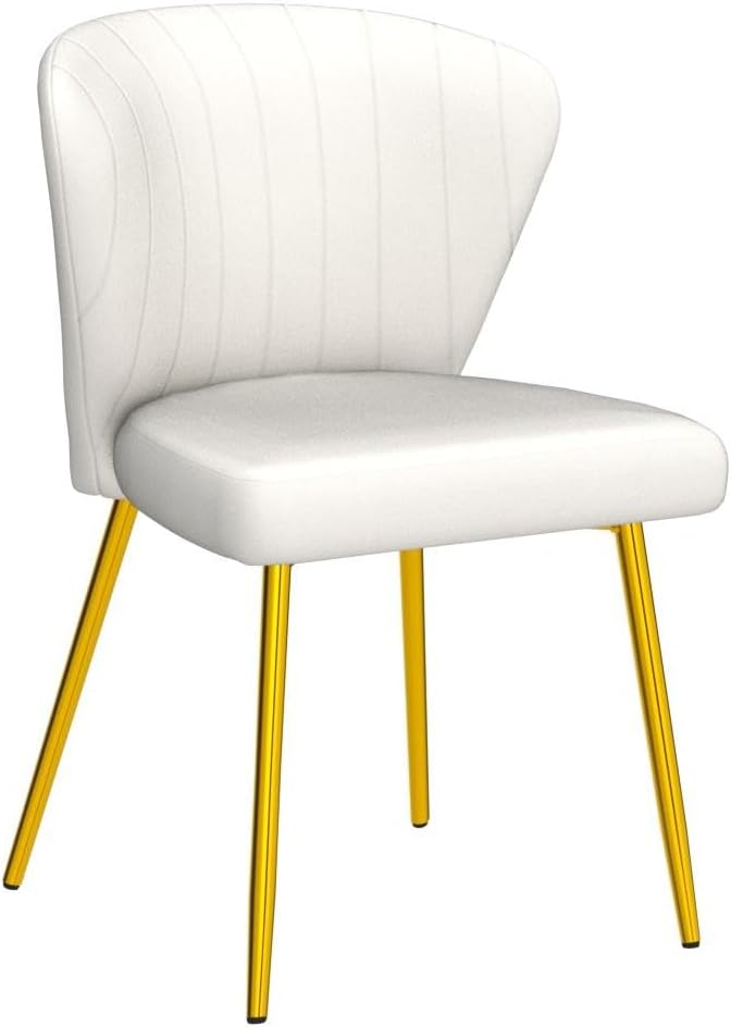 Velvet Dining Chairs Set of 4, Modern Upholstered Dining Room Chairs with Gold Metal Legs, White