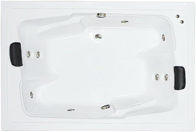 72 in. x 54 in. Acrylic Rectangular Drop-In Whirlpool Bathtub with Center Drain in White