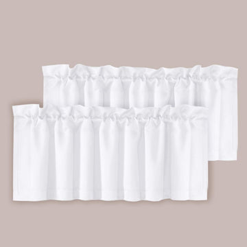 2 Panels White Valance for Windows, Natural Blackout Curtains Valances for Small Windows/Living Room/Bedroom/Bathroom