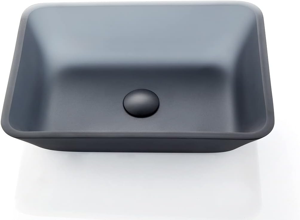 Europea GreyTempered Deco Glass Vessel Bathroom Sink in Grey Transparent Matt | Top Mount Sinks Above Countertop