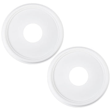 2Pcs White Round Plastic Ceiling Fan Medallion 13 Inch OD x 4 Inch ID Ceiling Medallion Molded Light Fixture Hole