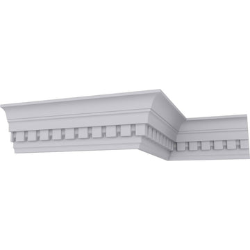 Dentil Crown Moulding, 3"H x 2"P x 3 5/8"F x 94 1/2"L, Factory Primed (8-Pack)