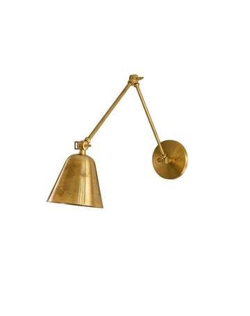 Adjustable Brass Swing Arm Wall Sconce - Mid-Century Modern Wall Light Fixture, Articulating Arm Wall Lamp, Solid