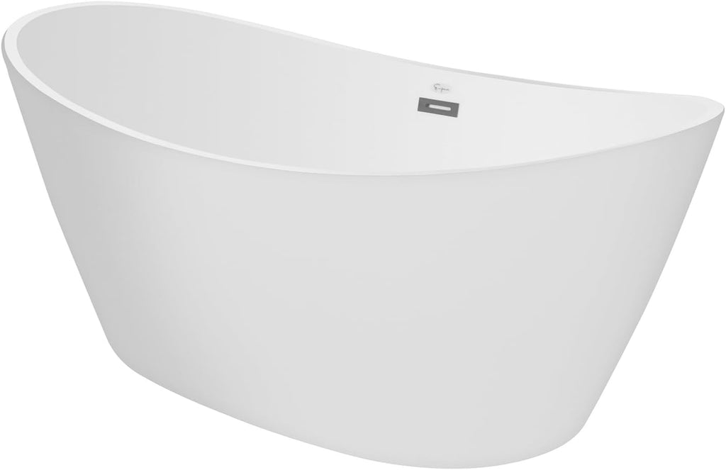 Freestanding Bathtub Luxury Acrylic Soaking SPA Modern Stand Alone Bathtubs in White 59 Inch