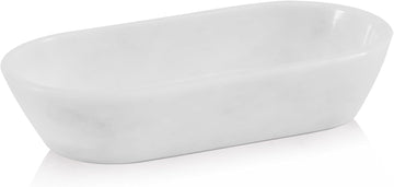 Marble Dough Bowls For Decor 10" Inches White Oval Bowl Table Décor, Ideal Candy Bowl, Candle Bowl and Marble Bowl