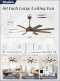 60" Ceiling Fan with LED Light and Remote - Antique Bronze