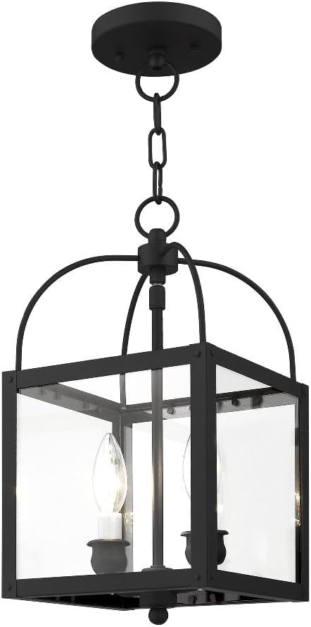 Milford 2-Light Convertible Hanging Lantern/Ceiling Mount, Black