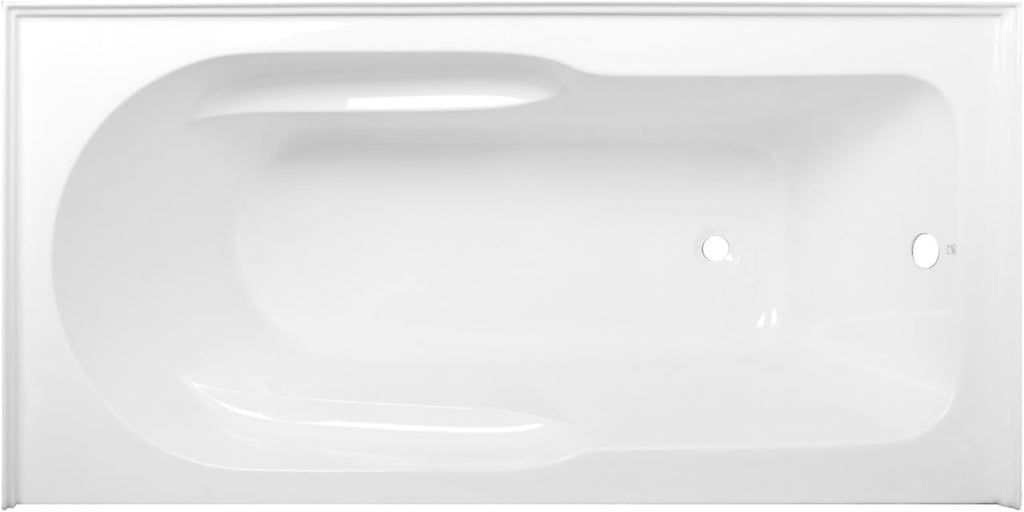 Aqua Eden VTAP603022R 60-Inch Acrylic Anti-Skid Alcove Tub with Right Hand Drain Hole, White