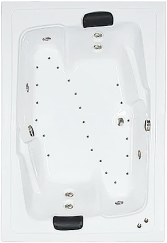 72 in. x 54 in. Acrylic Rectangular Drop-In Combination Bathtub with Center Drain in White