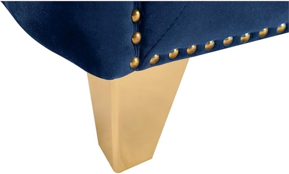 652Navy-L Michelle Collection Modern | Contemporary Loveseat with Deep Button Tufting, Gold Nailhead Trim and Sturdy