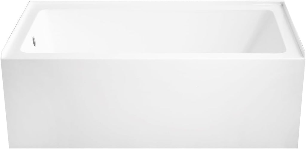VTDR603022L 60-Inch Acrylic Curved Apron 3-Wall Alcove Tub with Left Hand Drain Hole, White