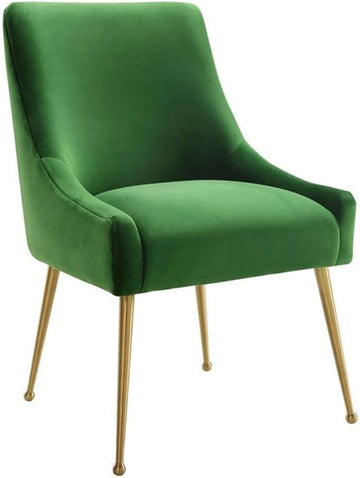 The Beatrix Collection Modern Style Living Room Velvet Upholstered Side Chair, Green