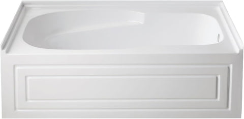 VTAM6031R21B 60-Inch Anti-Skid Acrylic 3-Wall Alcove Tub with Right Hand Drain Hole, White